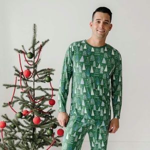 Little Sleepies Men’s Christmas Pajamas- Twinkling Trees Pants and Shirt